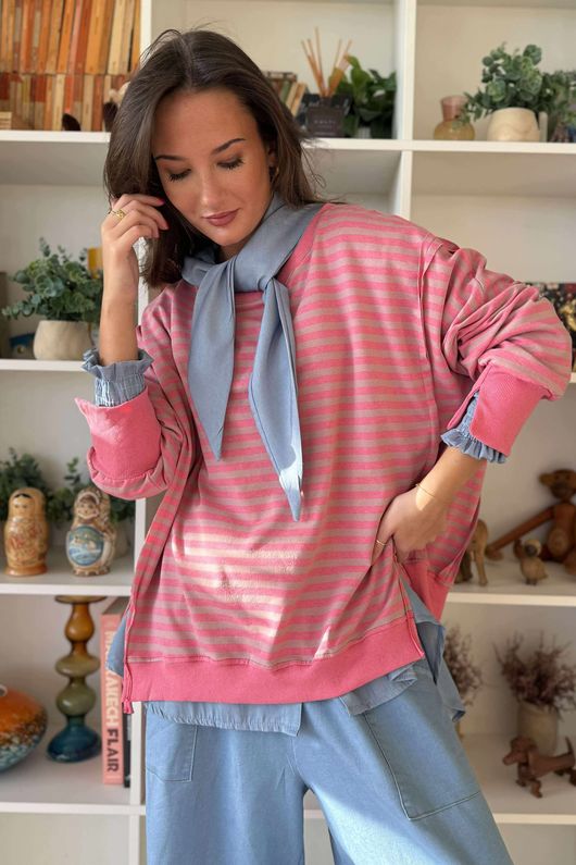 Sunday Morning Chill Sweatshirt Peony Pink & Mauve