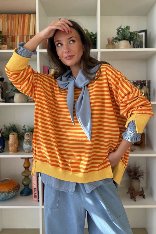 Sunday Morning Chill Sweatshirt Yellow & Orange /18=