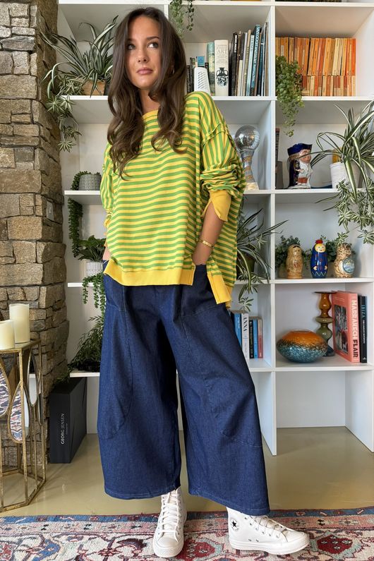 Sunday Morning Chill Sweatshirt Yellow & Plant Green -