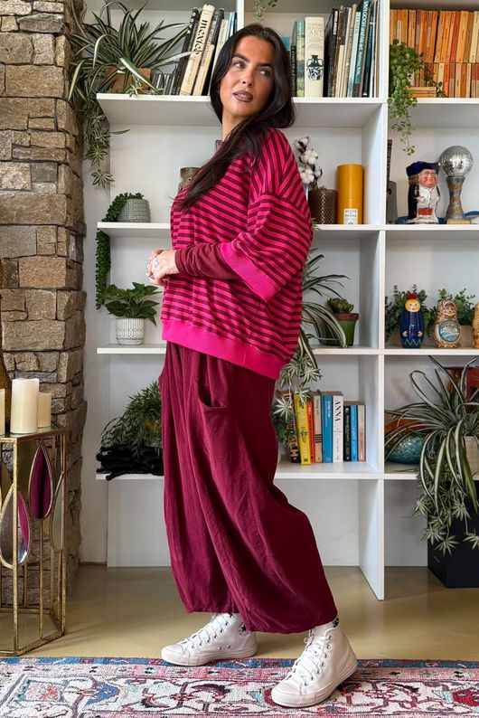 Sunday Morning Relaxed Sweatshirt Burgundy & Carmine