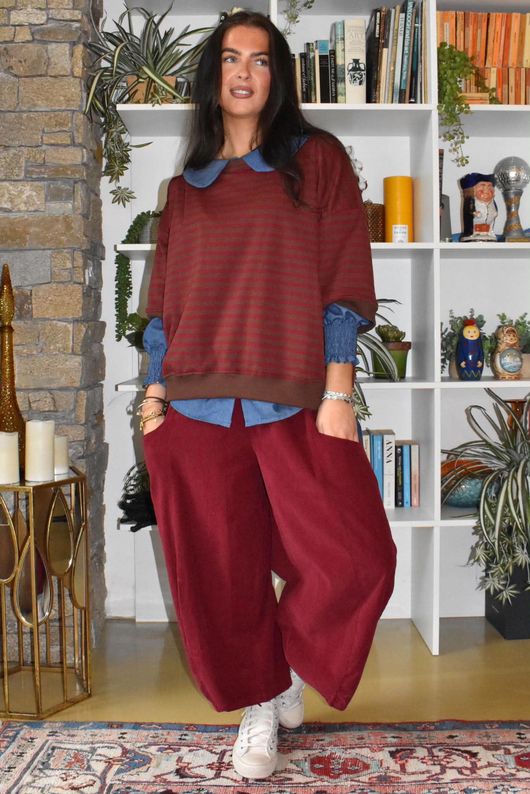 Sunday Morning Relaxed Sweatshirt Burgundy & Chocolate
