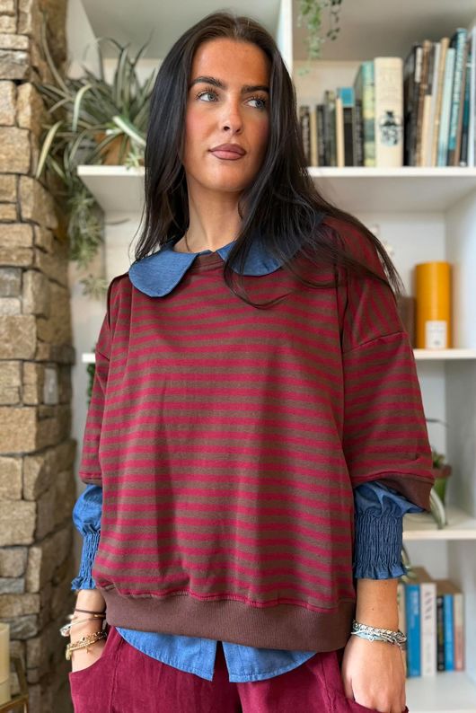 Sunday Morning Relaxed Sweatshirt Burgundy & Chocolate