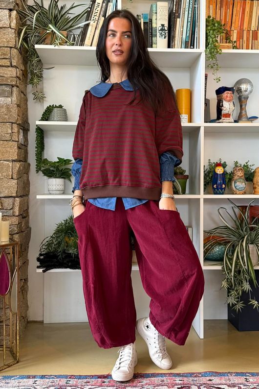 Sunday Morning Relaxed Sweatshirt Burgundy & Chocolate