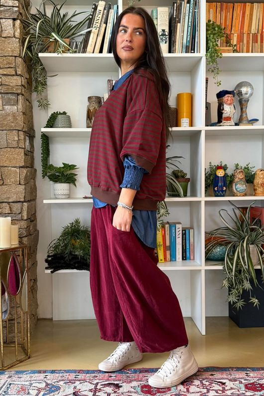 Sunday Morning Relaxed Sweatshirt Burgundy & Chocolate