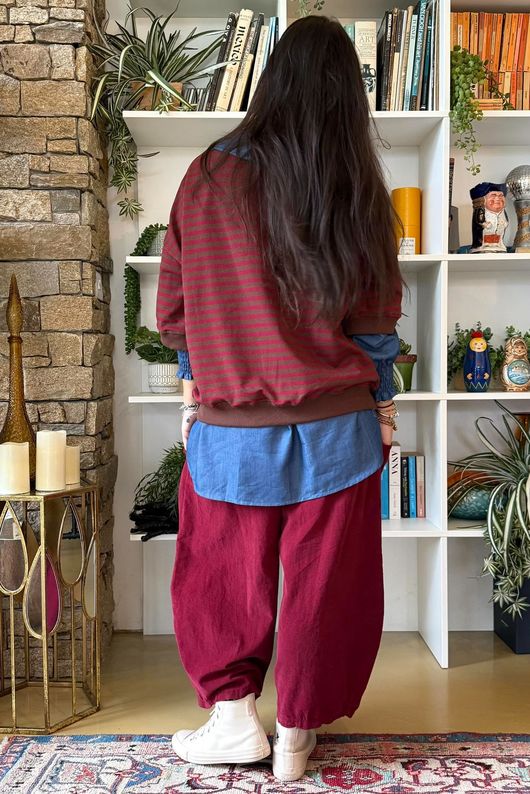 Sunday Morning Relaxed Sweatshirt Burgundy & Chocolate