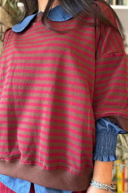 Sunday Morning Relaxed Sweatshirt Burgundy & Chocolate