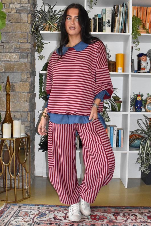 Sunday Morning Relaxed Sweatshirt Burgundy & Rose