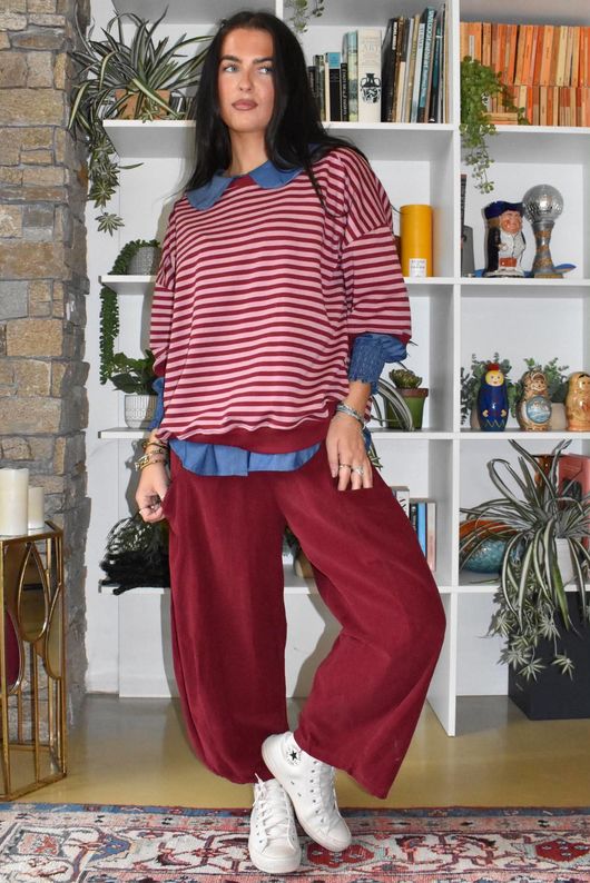 Sunday Morning Relaxed Sweatshirt Burgundy & Rose