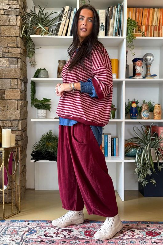 Sunday Morning Relaxed Sweatshirt Burgundy & Rose
