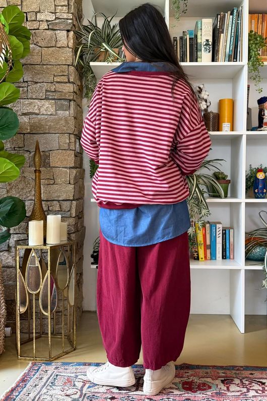 Sunday Morning Relaxed Sweatshirt Burgundy & Rose