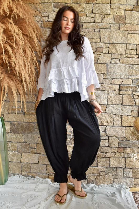 Sundaze Cheesecloth Bloomer Pant Black
