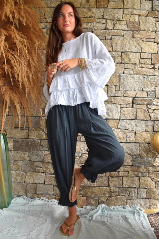 Sundaze Cheesecloth Bloomer Pant Charcoal