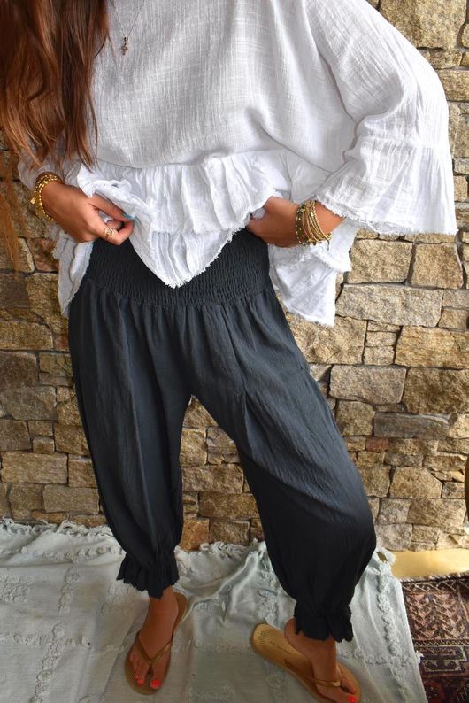 Sundaze Cheesecloth Bloomer Pant Charcoal