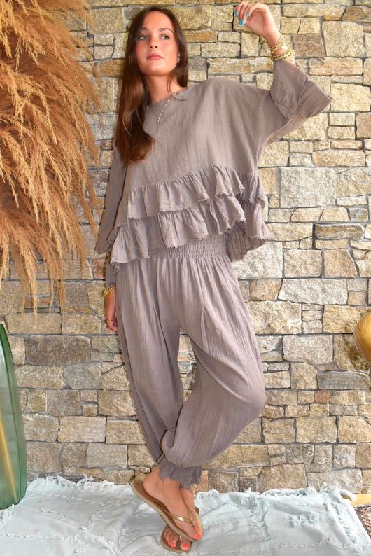 Sundaze Cheesecloth Bloomer Pant Mocha