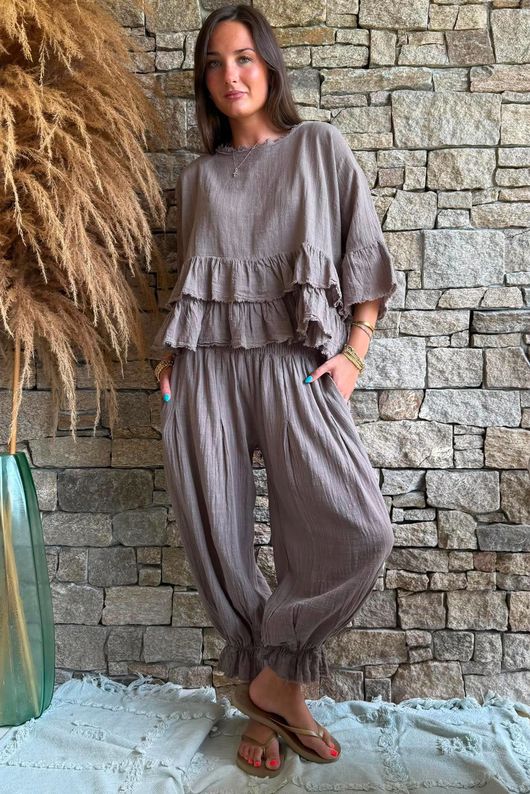 Sundaze Cheesecloth Bloomer Pant Mocha