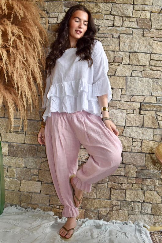 Sundaze Cheesecloth Bloomer Pant Rose