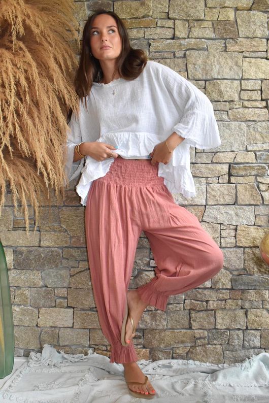 Sundaze Cheesecloth Bloomer Pant Soft Terracotta