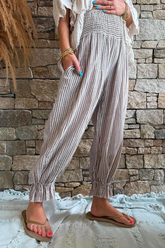 Sundaze Cheesecloth Chalk Stripe Bloomer Pant Calico