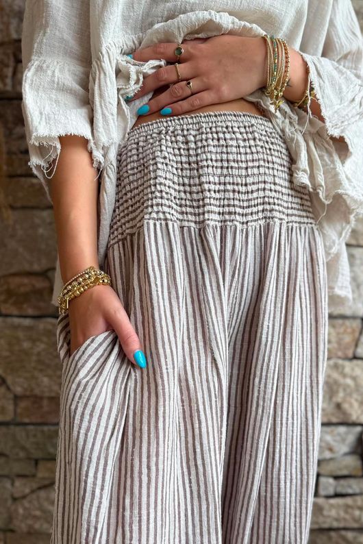 Sundaze Cheesecloth Chalk Stripe Bloomer Pant Calico