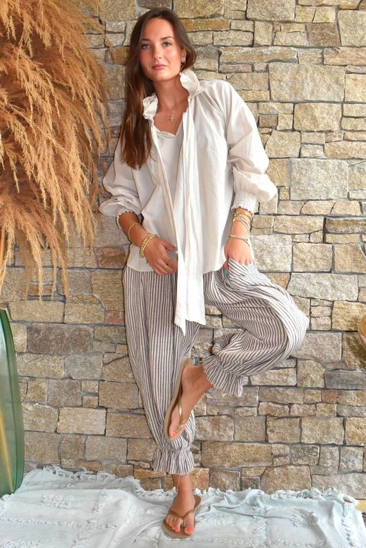 Sundaze Cheesecloth Chalk Stripe Bloomer Pant Calico