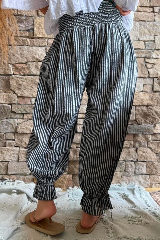 Sundaze Cheesecloth Chalk Stripe Bloomer Pant Charcoal