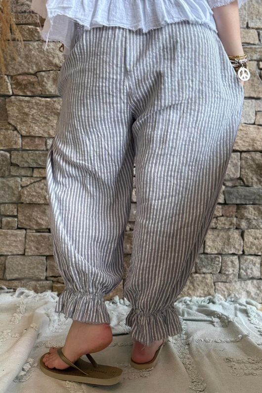 Sundaze Cheesecloth Chalk Stripe Bloomer Pant Cloud