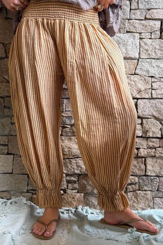 Sundaze Cheesecloth Chalk Stripe Bloomer Pant Tuscan Sun