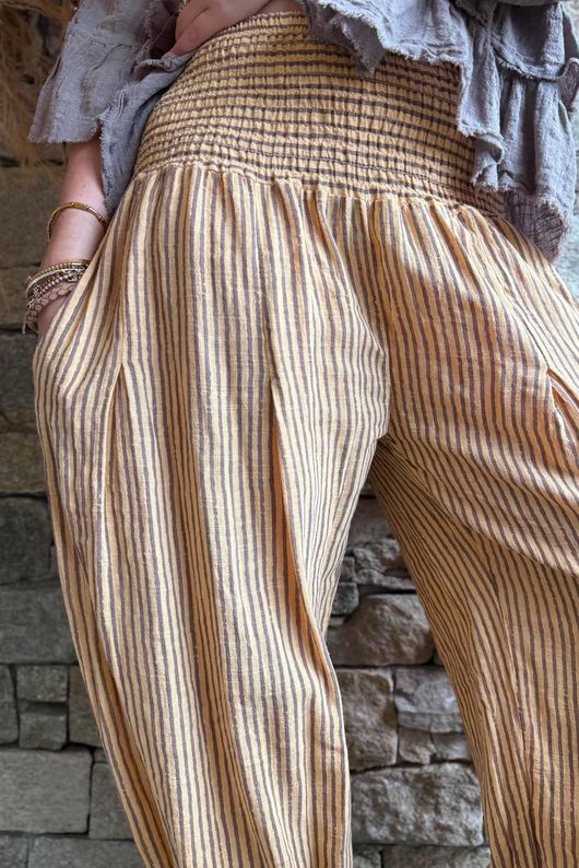 Sundaze Cheesecloth Chalk Stripe Bloomer Pant Tuscan Sun