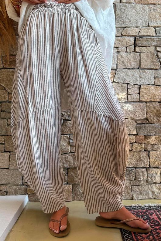 Sundaze Cheesecloth Chalk Stripe Classic Barrel Pant Calico