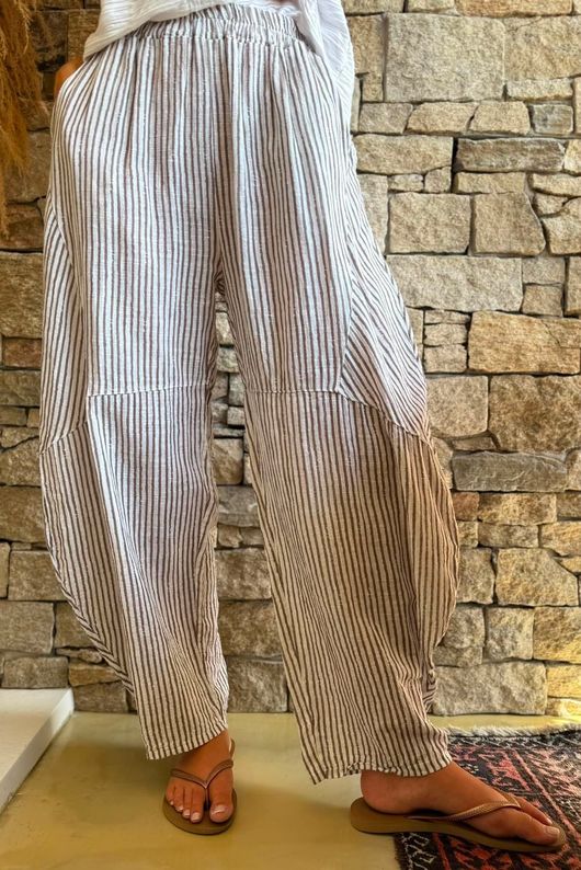 Sundaze Cheesecloth Chalk Stripe Classic Barrel Pant White