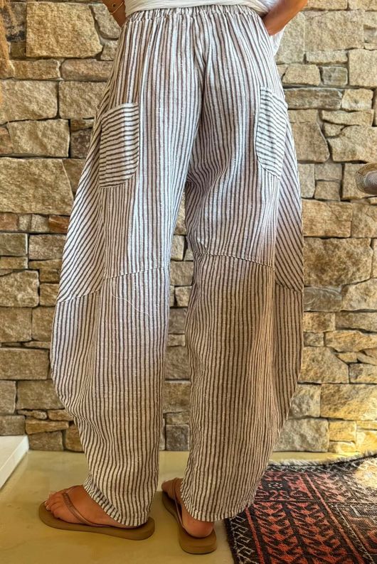 Sundaze Cheesecloth Chalk Stripe Classic Barrel Pant White