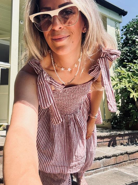 Sundaze Cheesecloth Chalk Stripe Tie Shoulder Top Indian Pink