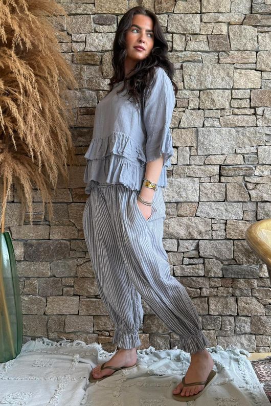 Sundaze Cheesecloth Frill Top Cloud