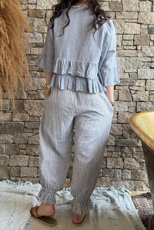 Sundaze Cheesecloth Frill Top Cloud