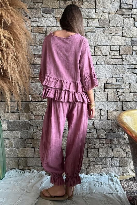Sundaze Cheesecloth Frill Top Indian Pink