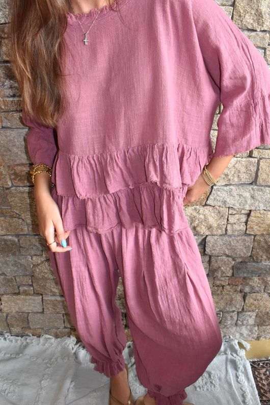 Sundaze Cheesecloth Frill Top Indian Pink
