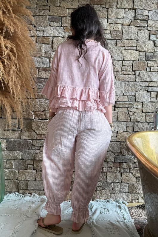 Sundaze Cheesecloth Frill Top Rose