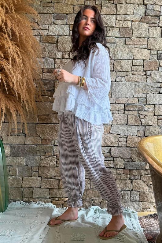 Sundaze Cheesecloth Frill Top White