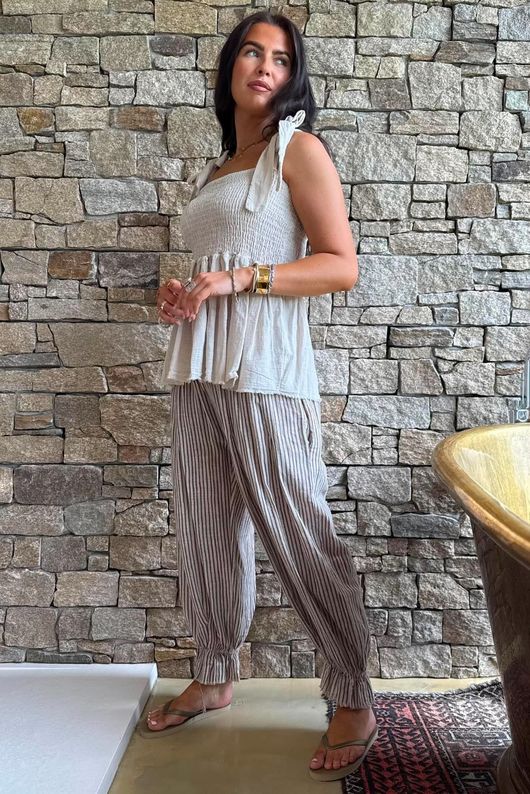 Sundaze Cheesecloth Tie Shoulder Top Calico