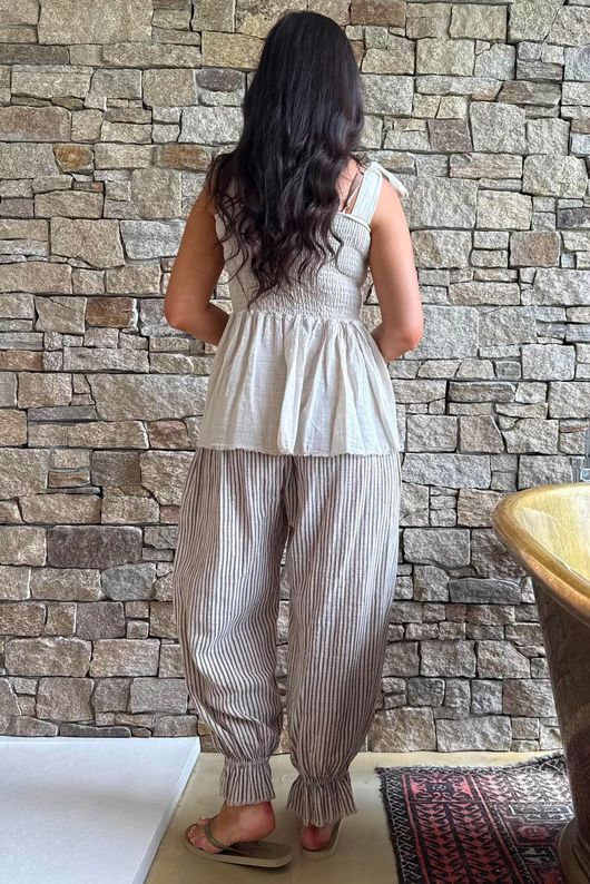 Sundaze Cheesecloth Tie Shoulder Top Calico