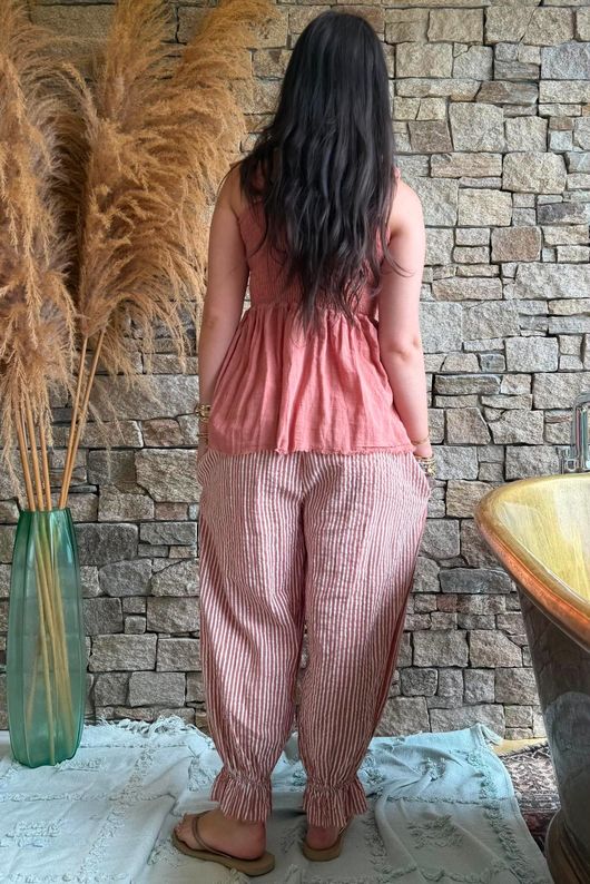 Sundaze Cheesecloth Tie Shoulder Top Soft Terracotta