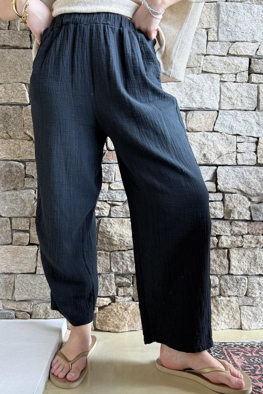 Suri Cushion Cotton Barrel Pant Black