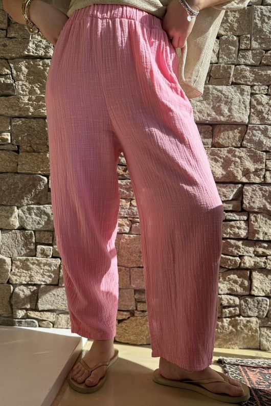 Suri Cushion Cotton Barrel Pant Candy