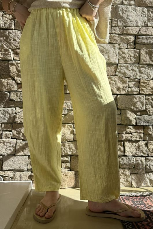 Suri Cushion Cotton Barrel Pant Lemon