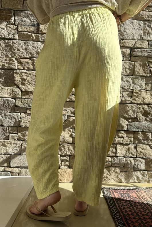 Suri Cushion Cotton Barrel Pant Lemon