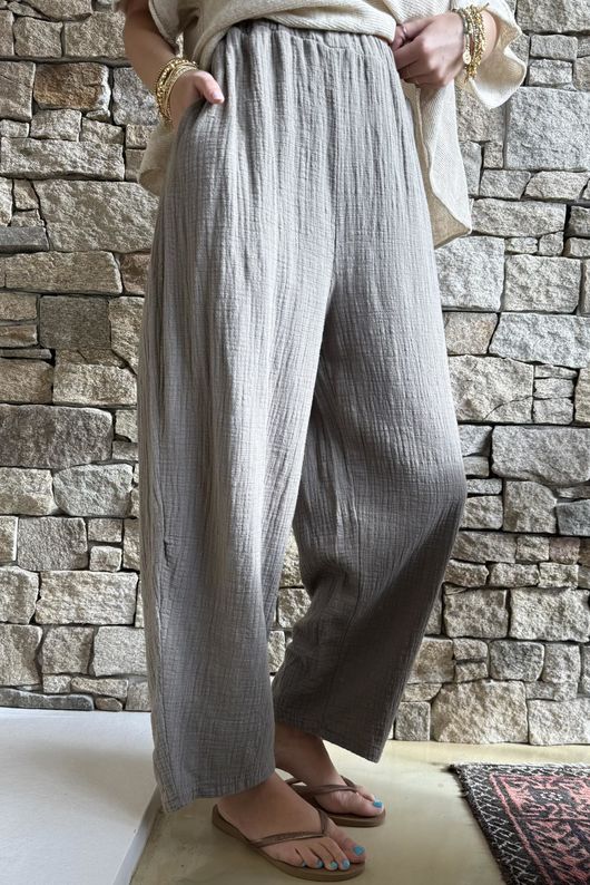 Suri Cushion Cotton Barrel Pant Mocha