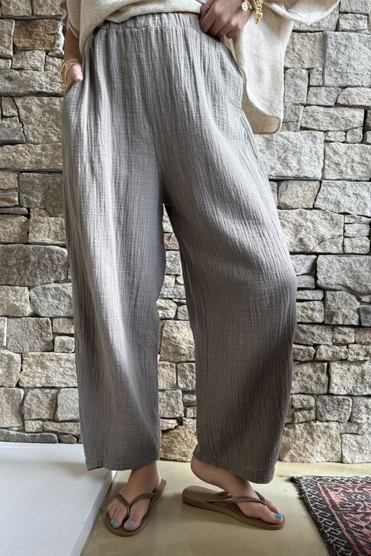 Suri Cushion Cotton Barrel Pant Mocha