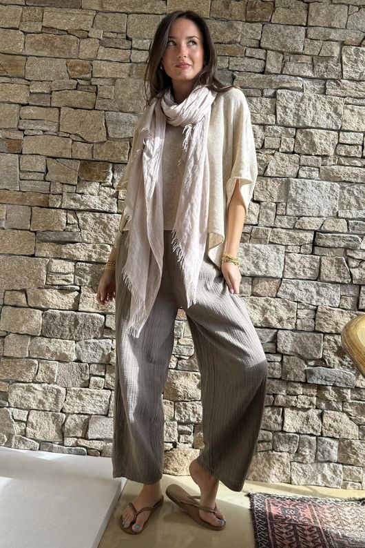 Suri Cushion Cotton Barrel Pant Mocha