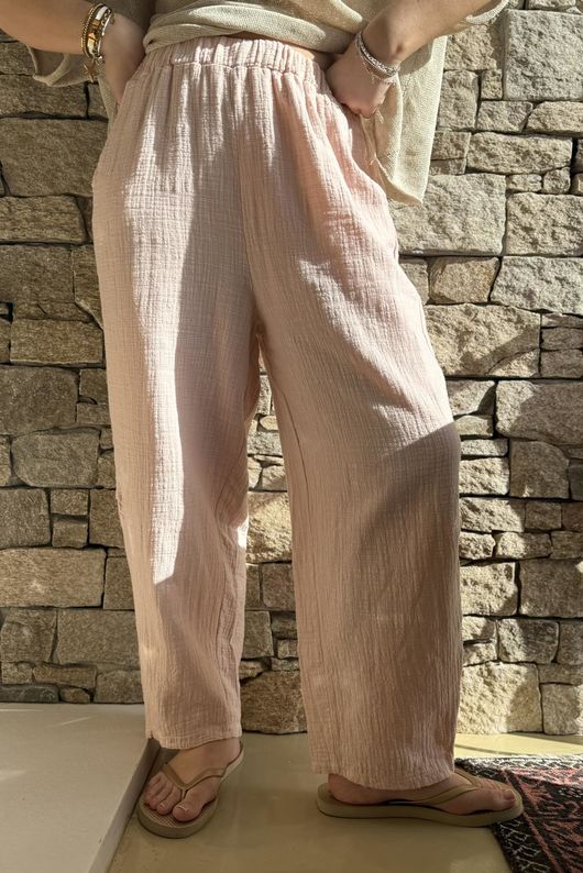 Suri Cushion Cotton Barrel Pant Rose