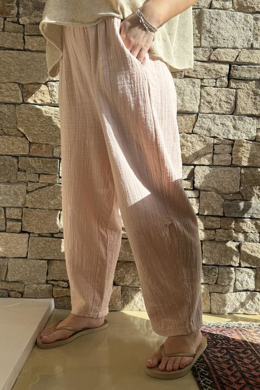 Suri Cushion Cotton Barrel Pant Rose